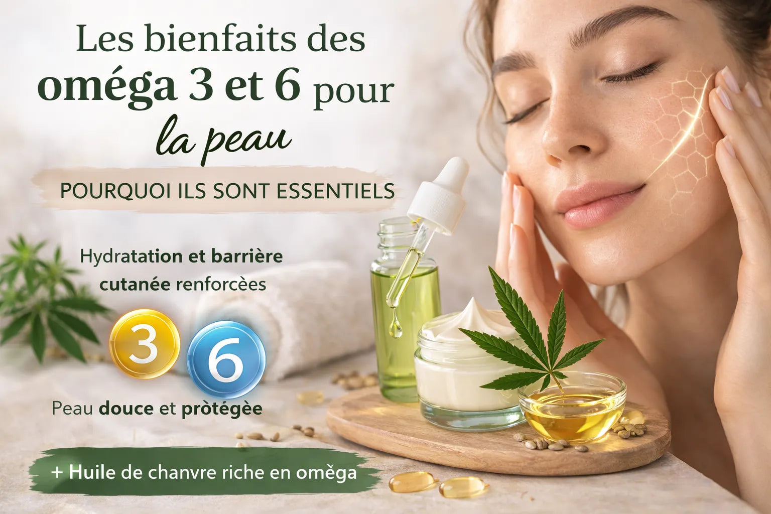bienfaits omega 3 omega 6 peau soin naturel chanvre hydratation peau