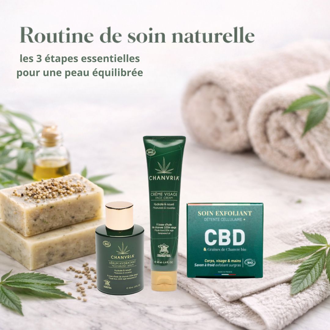 routine soin naturelle peau savon chanvre bio hydratation soins visage corps