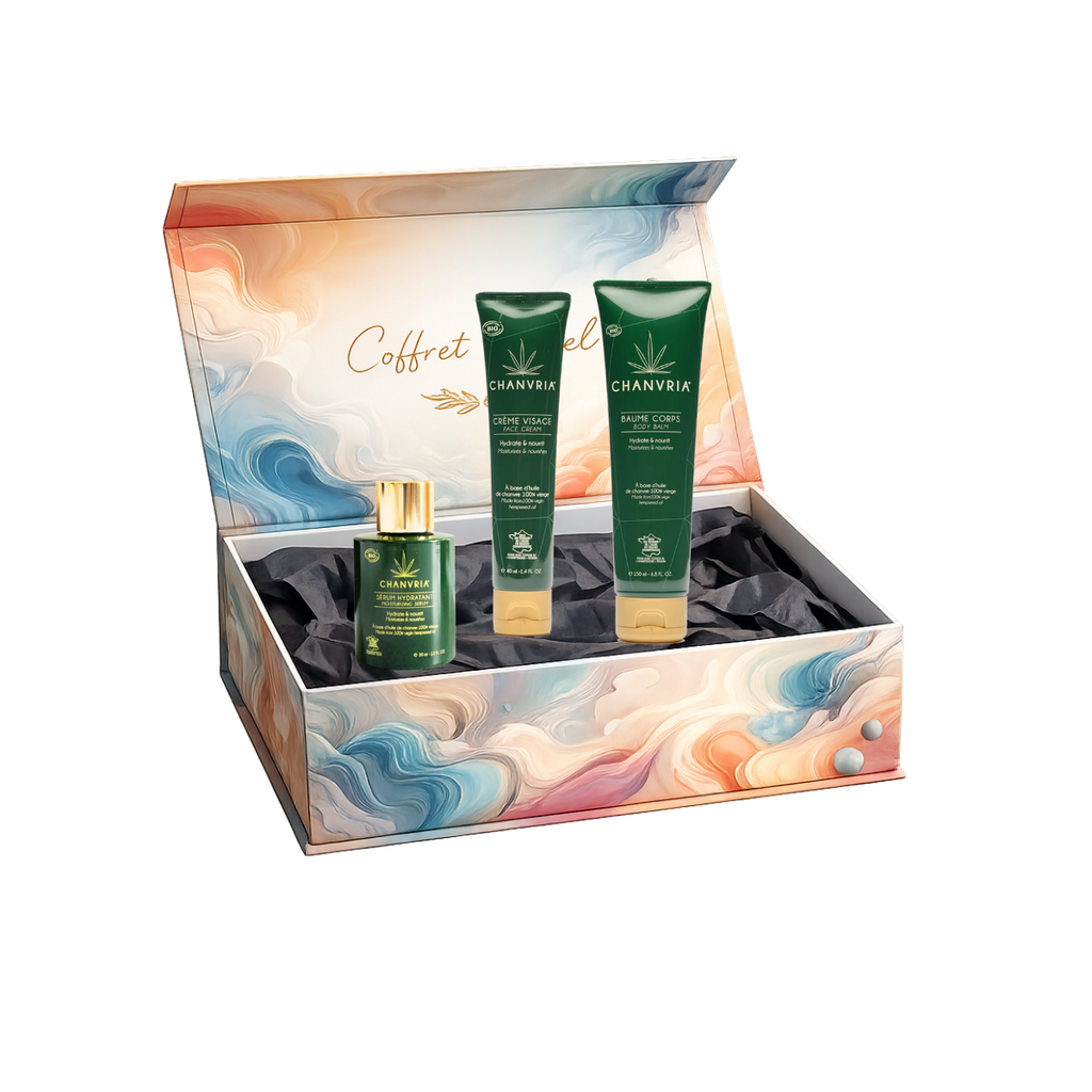 Offre Découverte Sabulle avec crème visage bio, sérum visage bio et crème corps bio à l’huile de chanvre bio 100 % vierge